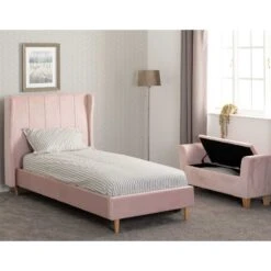 Amelia Pink Velvet Fabric Bed -Fresh sleep Store amelia pink velvet fabric bed p76428 157985 zoom