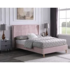 Amelia Pink Velvet Fabric Bed -Fresh sleep Store amelia pink velvet fabric bed p76428 157986 zoom