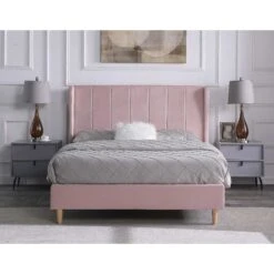 Amelia Pink Velvet Fabric Bed -Fresh sleep Store amelia pink velvet fabric bed p76428 157987 zoom