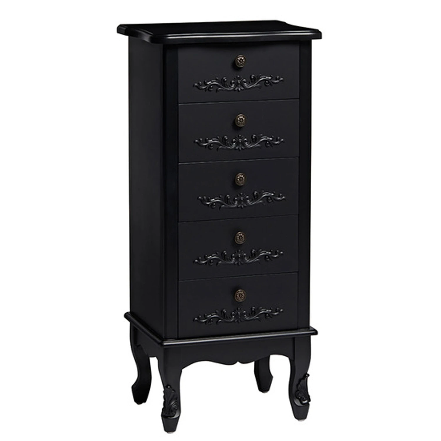 Antique French Style Antoinette Black Tallboy Chest 3 Antique French Style Antoinette Black Tallboy Chest