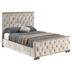 Arabella Champagne Crushed Velvet Bed