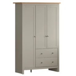 Arlington 2 Drawer, 3 Door Grey Wardrobe