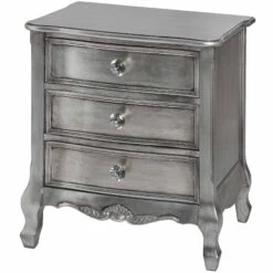 Avignon Antique French Style Three Drawer Bedside Table