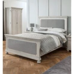 Bakersfield Grey Antique French Style Fabric Bed