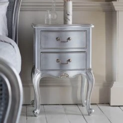 Chic Silver 2 Drawer Shabby Chic Bedside
