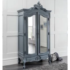 Chloe Antique French Style Grey Wardrobe