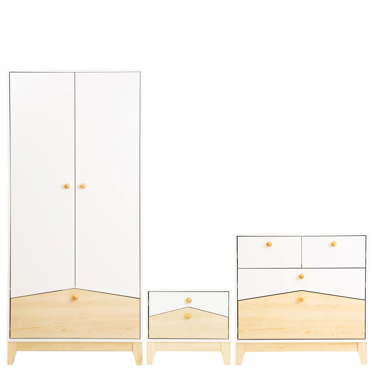 Cody White & Pine Effect Trio Bedroom Set 3 Cody White & Pine Effect Trio Bedroom Set