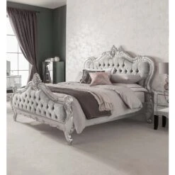 Crushed Velvet Silver Antique French Style Bed -Fresh sleep Store crushed velvet silver antique french style bed p44028 104810 zoom