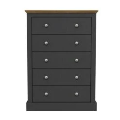 Devon 5 Drawer Chest Charcoal