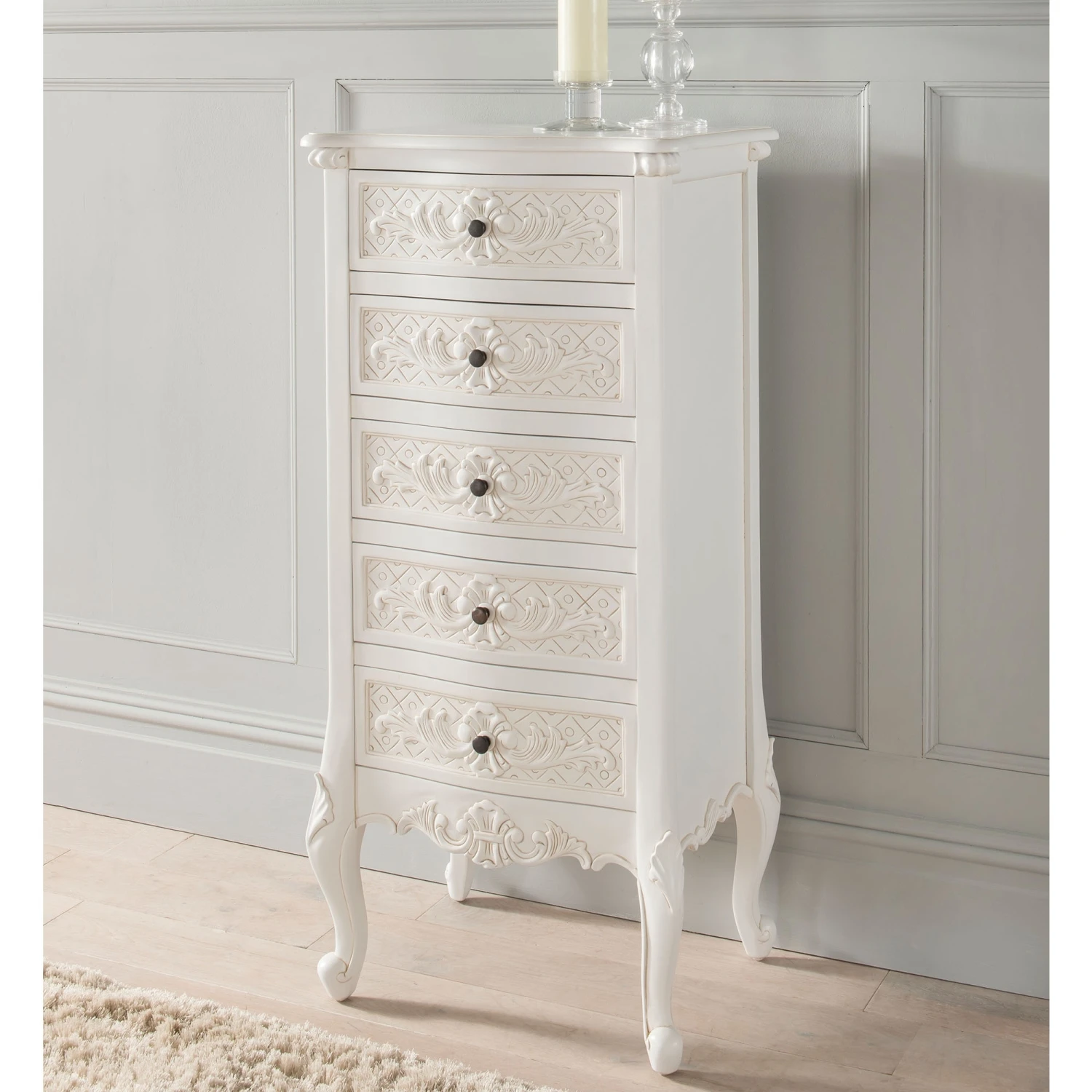 Emmanuelle Antique French Style Tallboy Chest 3 Emmanuelle Antique French Style Tallboy Chest