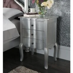 Estelle Silver Antique French Style Bedside Table