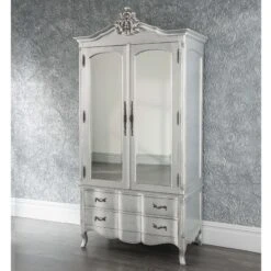 Estelle Silver Antique French Style Wardrobe