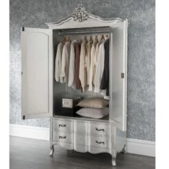 Estelle Silver Antique French Style Wardrobe -Fresh sleep Store estelle silver antique french style wardrobe p40496 30473 zoom