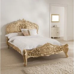Gold Rococo Antique French Style Bed