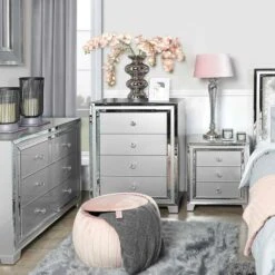 Grey Manhattan Mirror 3 Drawer Bedside Cabinet -Fresh sleep Store grey manhattan mirror 3 drawer bedside cabinet p52907 159305 zoom