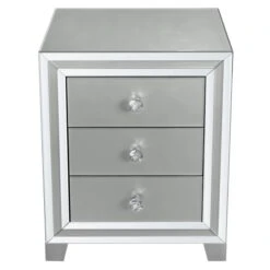 Grey Manhattan Mirror 3 Drawer Bedside Cabinet -Fresh sleep Store grey manhattan mirror 3 drawer bedside cabinet p52907 159307 zoom