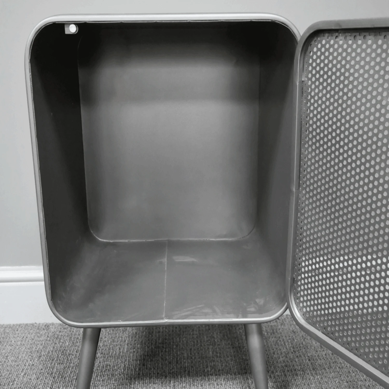 Grey Metal Industrial Bedside Cabinet 4 Grey Metal Industrial Bedside Cabinet - Image 2