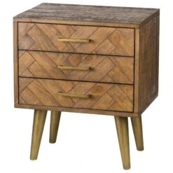 Havana Gold 3 Drawer Bedside Table