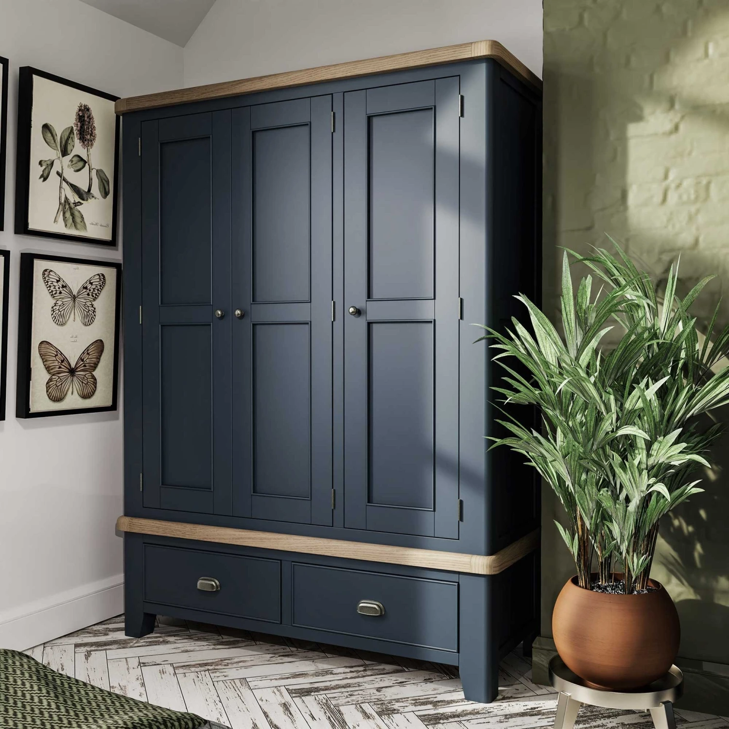 Hopton Blue 3 Door Wardrobe 3 Hopton Blue 3 Door Wardrobe