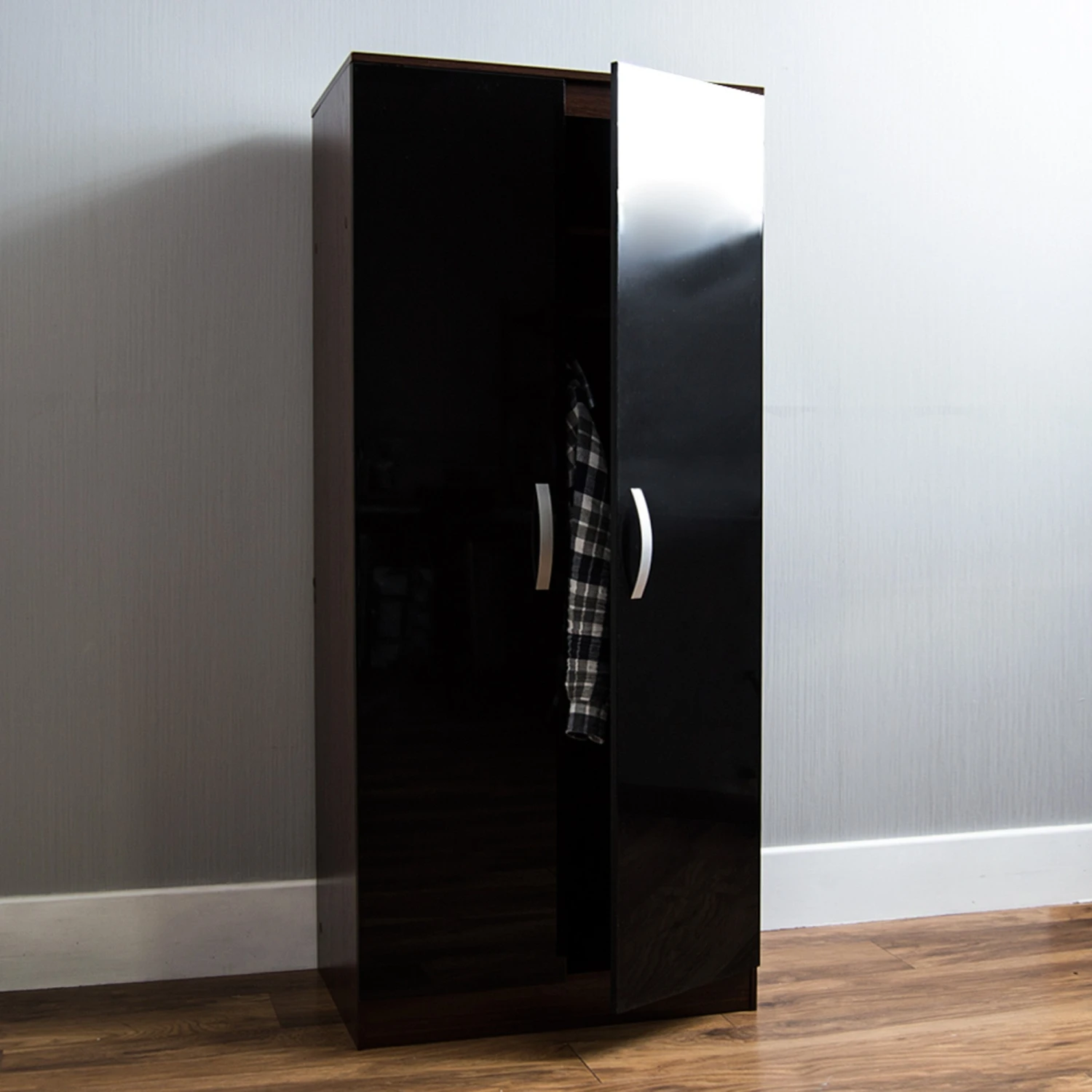 Hulio Black And Walnut 2 Door Wardrobe 10 Hulio Black And Walnut 2 Door Wardrobe - Image 8