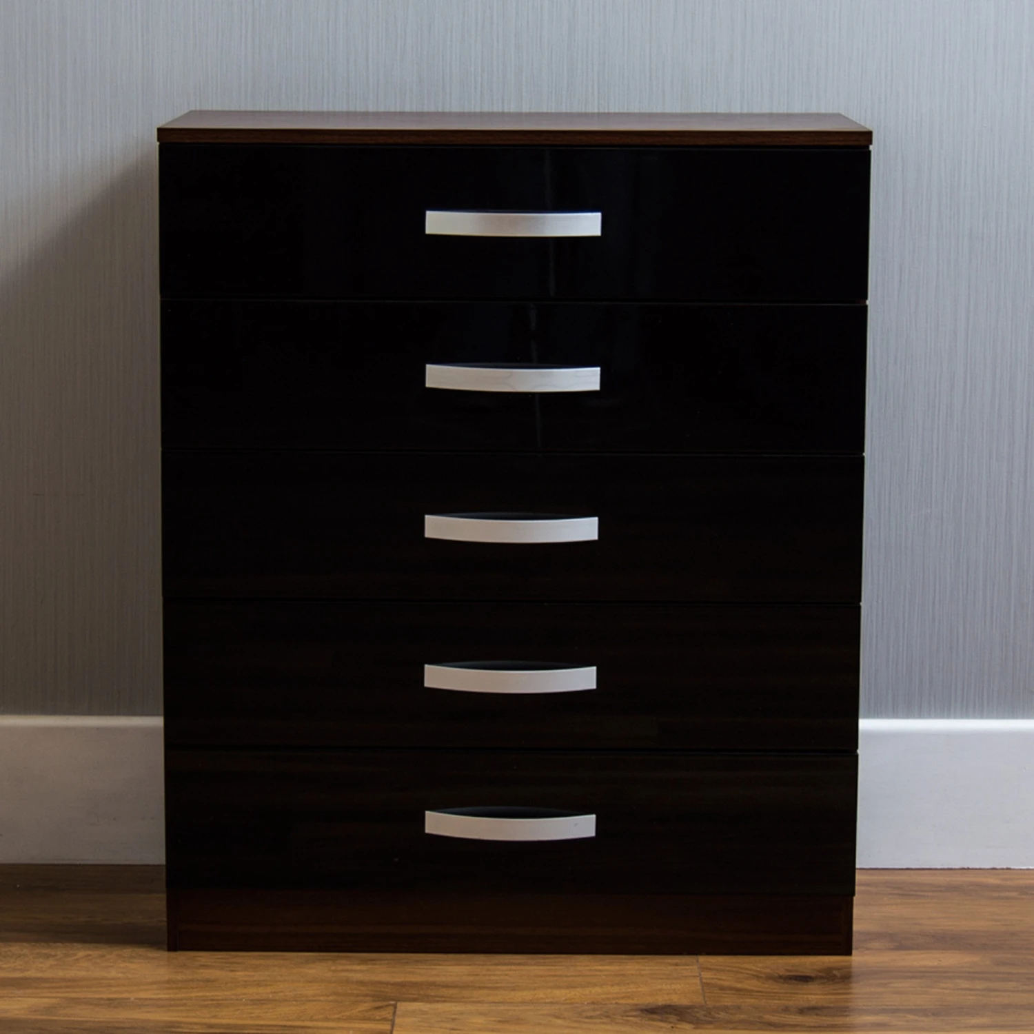 Hulio Black And Walnut 5 Drawer Chest 4 Hulio Black And Walnut 5 Drawer Chest - Image 2