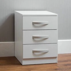 Hulio White 3 Drawer Bedside