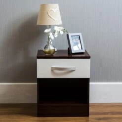 Hulio White And Walnut 1 Drawer Chest -Fresh sleep Store hulio white and walnut 1 drawer chest p54016 71930 zoom