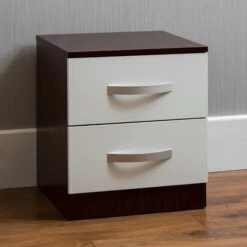 Hulio White And Walnut 2 Drawer Chest
