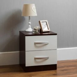 Hulio White And Walnut 2 Drawer Chest -Fresh sleep Store hulio white and walnut 2 drawer chest p54028 143823 zoom