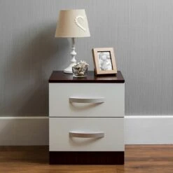 Hulio White And Walnut 2 Drawer Chest -Fresh sleep Store hulio white and walnut 2 drawer chest p54028 71998 zoom
