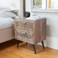 Industrial 2 Drawer Bedside Table