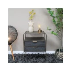 Industrial Bronze Metal Bedside Cabinet