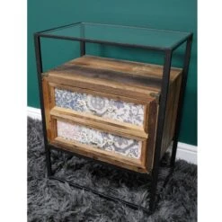 Industrial Style Bedside Cabinet With Patterned Front -Fresh sleep Store industrial style bedside cabinet with patterned front p76906 126168 zoom