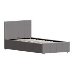 Lisbon Grey Ottoman Faux Leather Bed