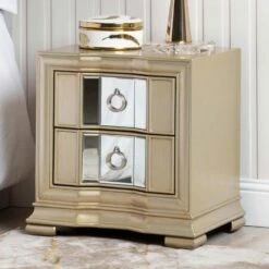 Lucca 2 Drawer Champagne Mirrored Cabinet