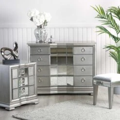 Lucca Grey 5 Drawer Mirror Chest -Fresh sleep Store lucca grey 5 drawer mirror chest p80801 159689 zoom