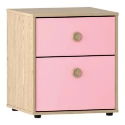 Neptune Pink & Oak 2 Drawer Bedside Table