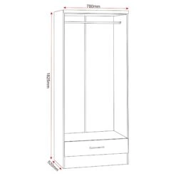 Nevada 3D Effect Grey 2 Door 1 Drawer Wardrobe -Fresh sleep Store nevada 3d effect grey 2 door 1 drawer wardrobe p76434 123067 zoom