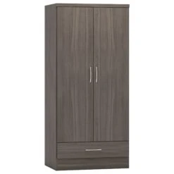Nevada Black 2 Door 1 Drawer Wardrobe
