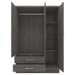 Nevada Black 3 Door 2 Drawer Mirrored Wardrobe -Fresh sleep Store nevada black 3 door 2 drawer mirrored wardrobe p76452 122888 zoom