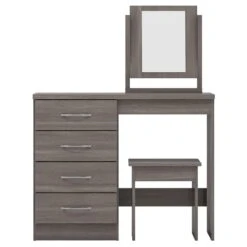 Nevada Black Wood Grain 4 Drawer Dressing Table Set -Fresh sleep Store nevada black wood grain 4 drawer dressing table set p76716 124469 zoom