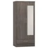 Nevada Black Wood Grain Mirrored 2 Door 1 Drawer Wardrobe -Fresh sleep Store nevada black wood grain mirrored 2 door 1 drawer wardrobe p76711 124431 zoom