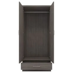 Nevada Black Wood Grain Mirrored 2 Door 1 Drawer Wardrobe -Fresh sleep Store nevada black wood grain mirrored 2 door 1 drawer wardrobe p76711 124433 zoom