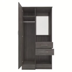 Nevada Black Wood Grain Vanity 1 Door Wardrobe -Fresh sleep Store nevada black wood grain vanity 1 door wardrobe p80445 158106 zoom
