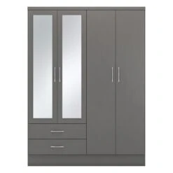 Nevada Grey 4 Door 2 Drawer Mirrored Wardrobe -Fresh sleep Store nevada grey 4 door 2 drawer mirrored wardrobe p76474 123062 zoom