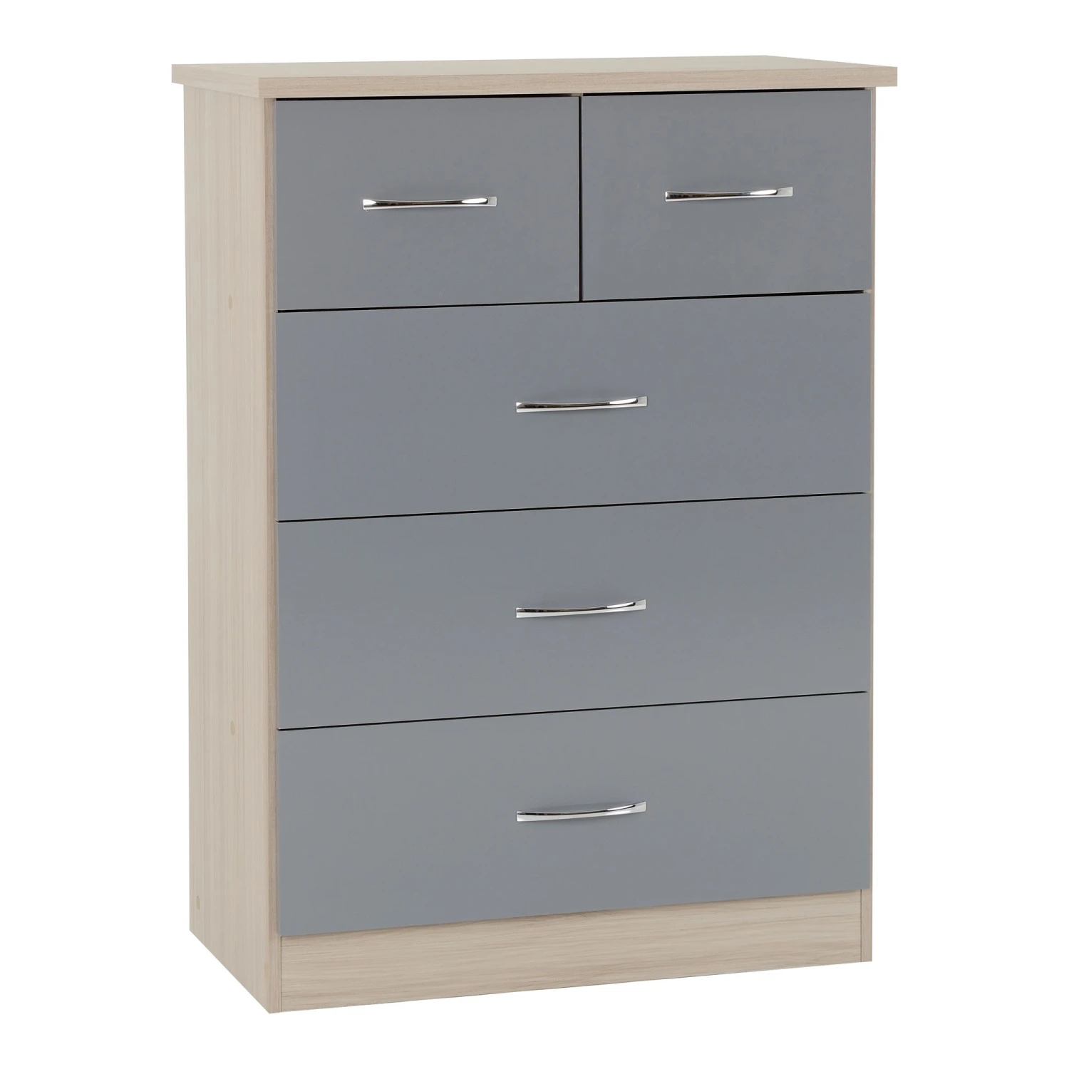 Nevada Grey Gloss & Light Oak 2 Door 1 Drawer Wardrobe Bedroom Set 7 Nevada Grey Gloss & Light Oak 2 Door 1 Drawer Wardrobe Bedroom Set - Image 5