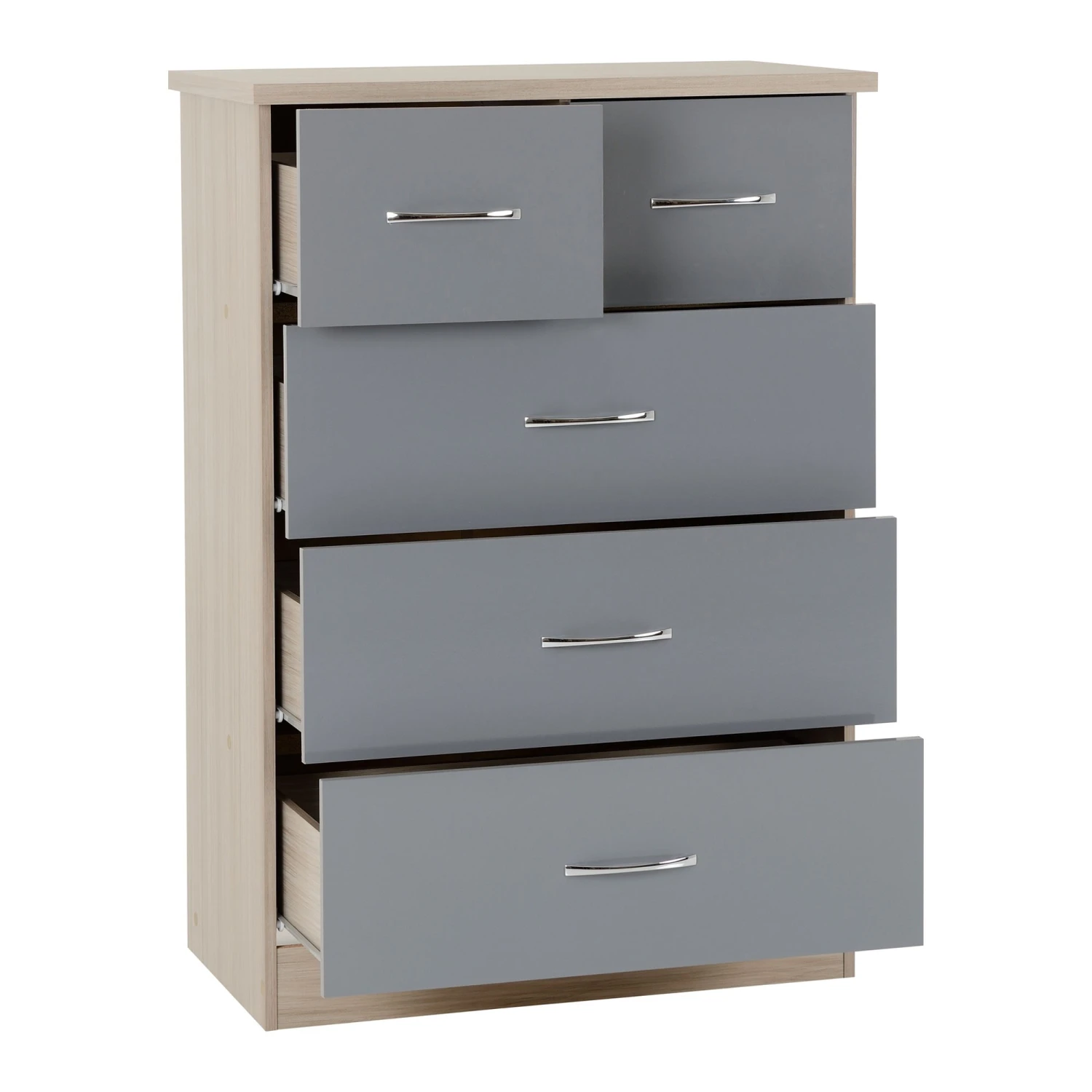 Nevada Grey Gloss & Light Oak 2 Door 1 Drawer Wardrobe Bedroom Set 8 Nevada Grey Gloss & Light Oak 2 Door 1 Drawer Wardrobe Bedroom Set - Image 6