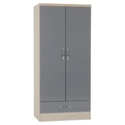 Nevada Grey Gloss & Light Oak 2 Door 1 Drawer Wardrobe Bedroom Set 17 Nevada Grey Gloss & Light Oak 2 Door 1 Drawer Wardrobe Bedroom Set -Fresh sleep Store nevada grey gloss light oak 2 door 1 drawer wardrobe bedroom set p76442 122844 zoom