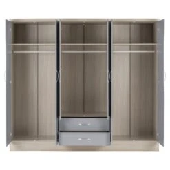Nevada Grey Gloss & Light Oak 6 Door 2 Drawer Mirrored Wardrobe 11 Nevada Grey Gloss & Light Oak 6 Door 2 Drawer Mirrored Wardrobe -Fresh sleep Store nevada grey gloss light oak 6 door 2 drawer mirrored wardrobe p76790 125262 zoom