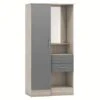 Nevada Grey Gloss/Light Oak Effect Veneer Vanity 1 Door Wardrobe -Fresh sleep Store nevada grey gloss light oak effect veneer vanity 1 door wardrobe p80443 158095 zoom